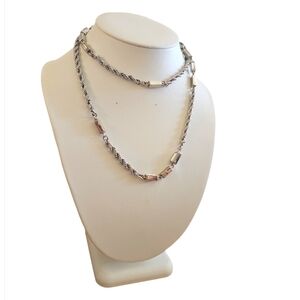 Vintage Long Chain with Rhinstone Silver Tone Banana Republic Necklace.